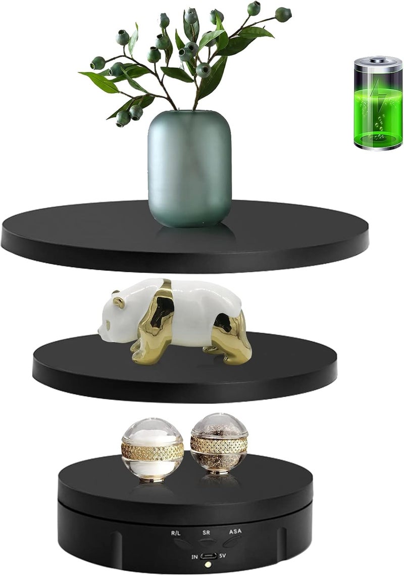 JAYEGT 3 in 1 Motorized Rotating Display Stand with 5.74/7.08/8.66 inch Replacement Cover，Max 22lbs Load , 3D Models, Cake -Black - Image 1